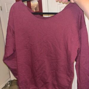 Women's Burgundy Cut Off Shoulder Sweatshirt